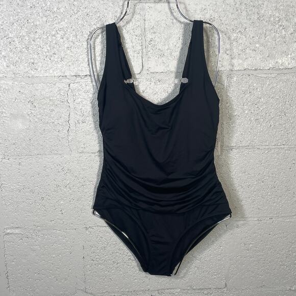 Anne Cole Classic Square Neck One-Piece black 8 - Picture 1 of 12